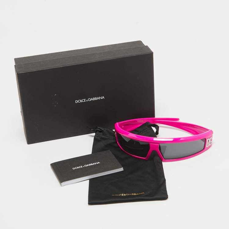 Pre Owned Dolce & Gabbana Pink/Black DG 6181 Shield Sunglasses