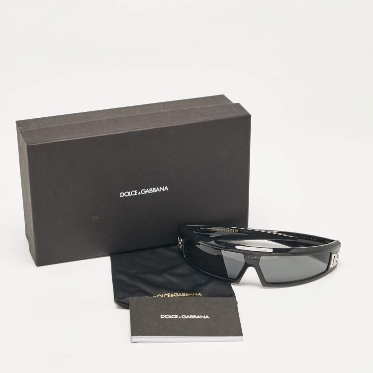 Pre Owned Dolce & Gabbana Black Acetate DG6181 Shield Sunglasses