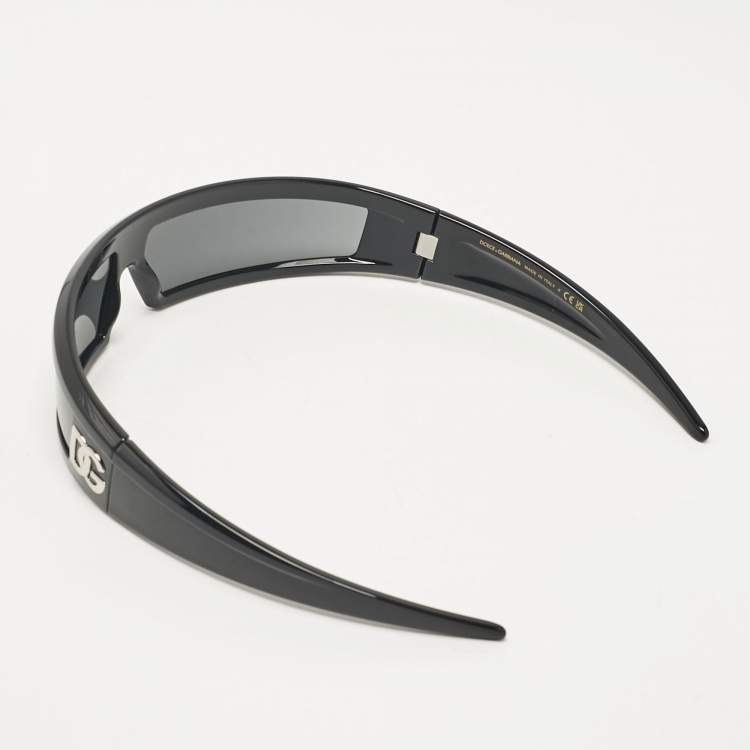 Pre Owned Dolce & Gabbana Black Acetate DG6181 Shield Sunglasses