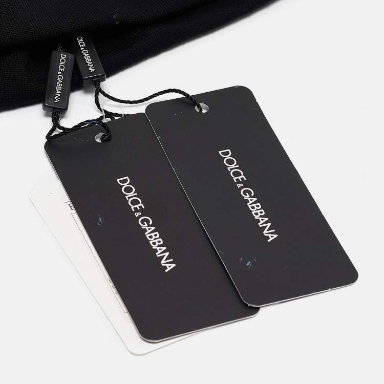 Pre Owned Dolce & Gabbana Black Logo Intarsia Wool Beanie One Size