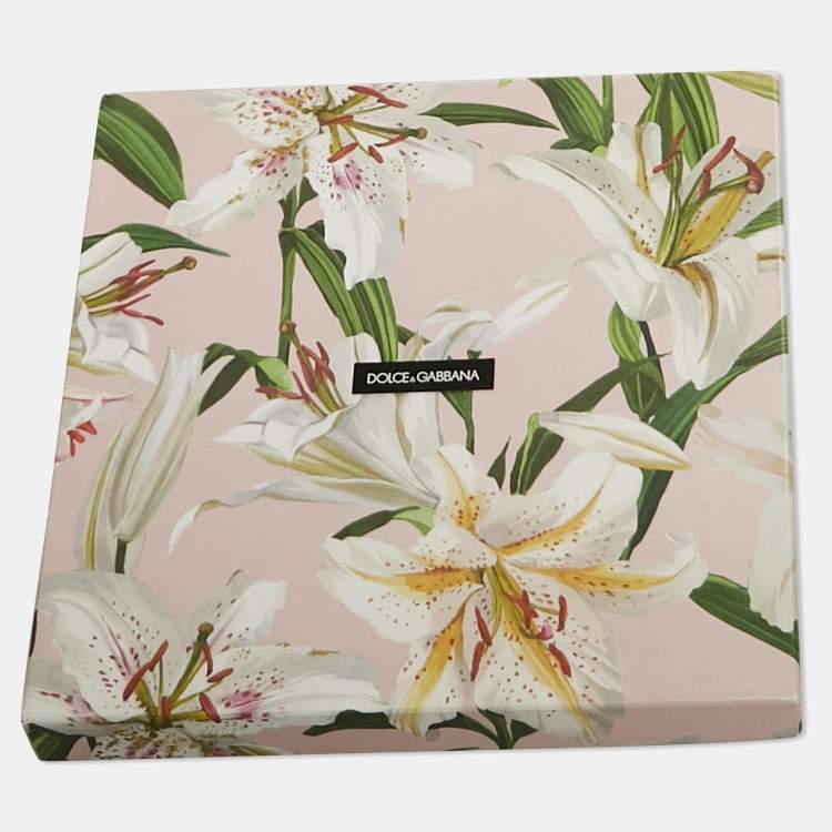 مملوكة مسبقًا Dolce & Gabbana Pink Lily Print Silk Scarf
