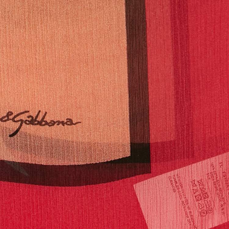 مملوكة مسبقًا Dolce & Gabbana Pink Lily Print Silk Scarf