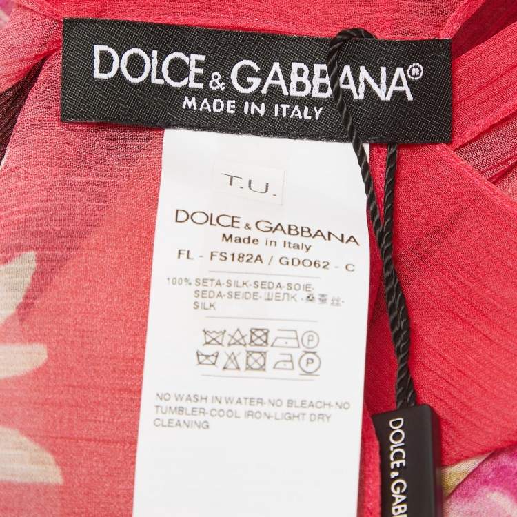 مملوكة مسبقًا Dolce & Gabbana Pink Lily Print Silk Scarf