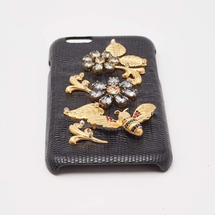 Pre Owned Dolce & Gabbana Black Jeweled iPhone 7 Phone Case
