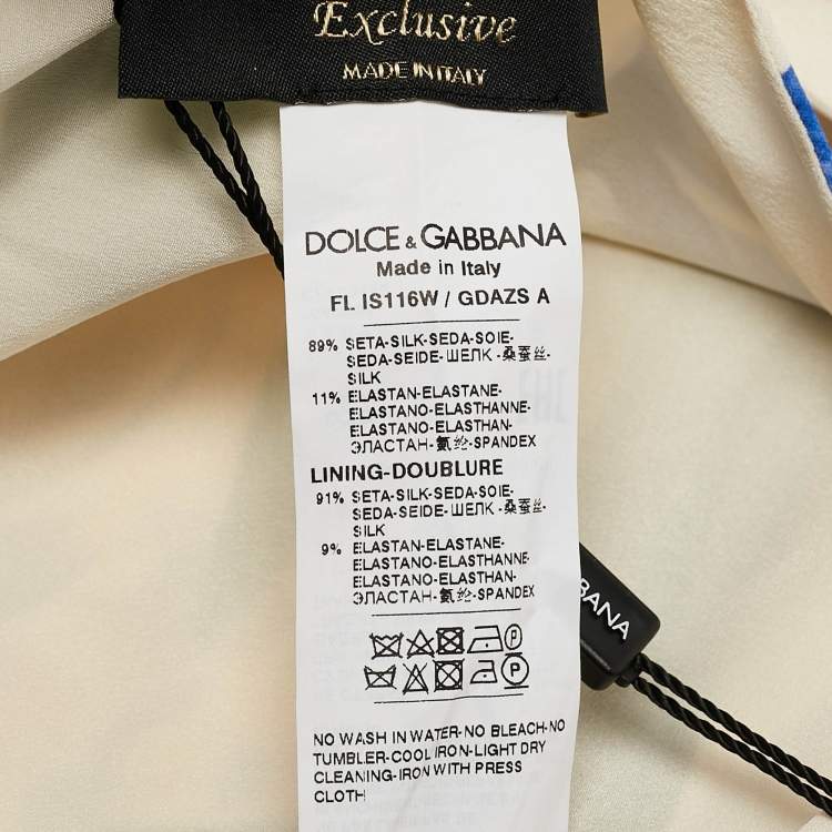 Pre Owned Dolce & Gabbana White Floral Print Stretch Silk Hijab Scarf