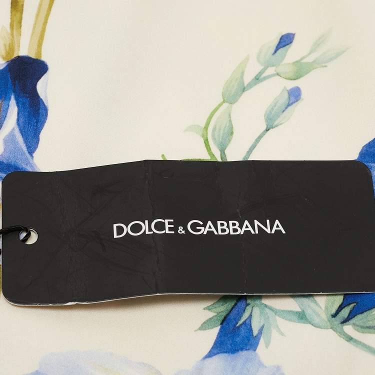 Pre Owned Dolce & Gabbana White Floral Print Stretch Silk Hijab Scarf