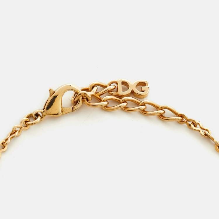 Pre Owned Dolce & Gabbana DG Logo Gold  Tone Bracelet