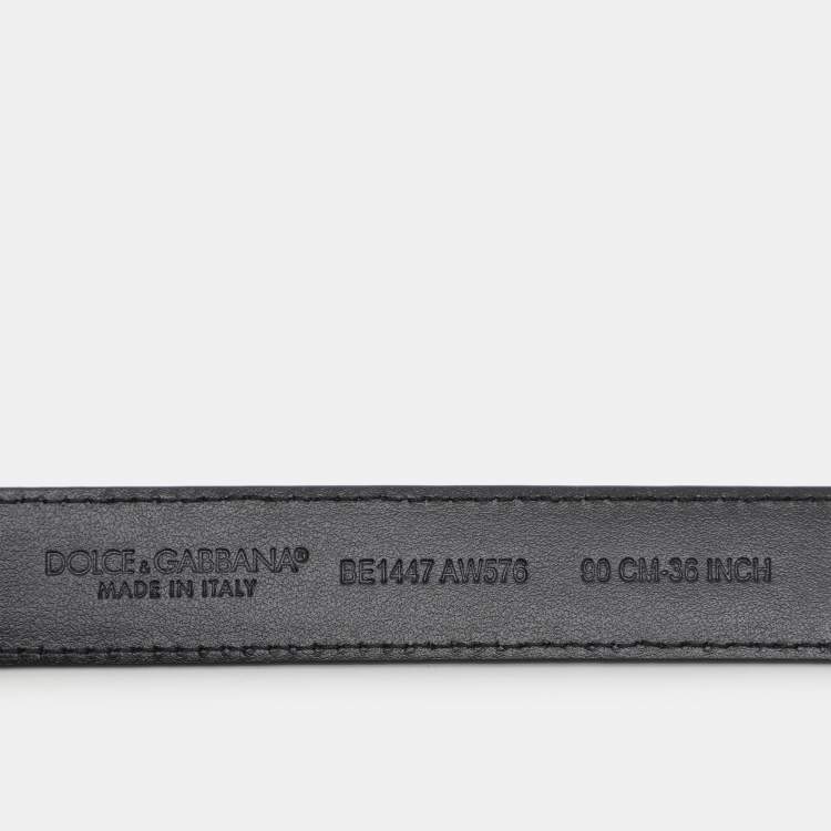 Pre Owned Dolce & Gabbana Black Leather DG Logo Buckle Belt 90 CM
