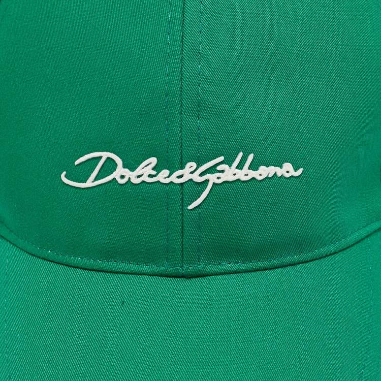Pre Owned Dolce & Gabbana Green Logo Embroidered Synthetic Baseball Cap