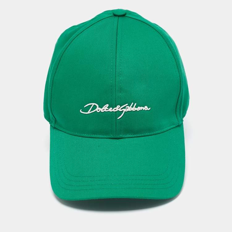Pre Owned Dolce & Gabbana Green Logo Embroidered Synthetic Baseball Cap