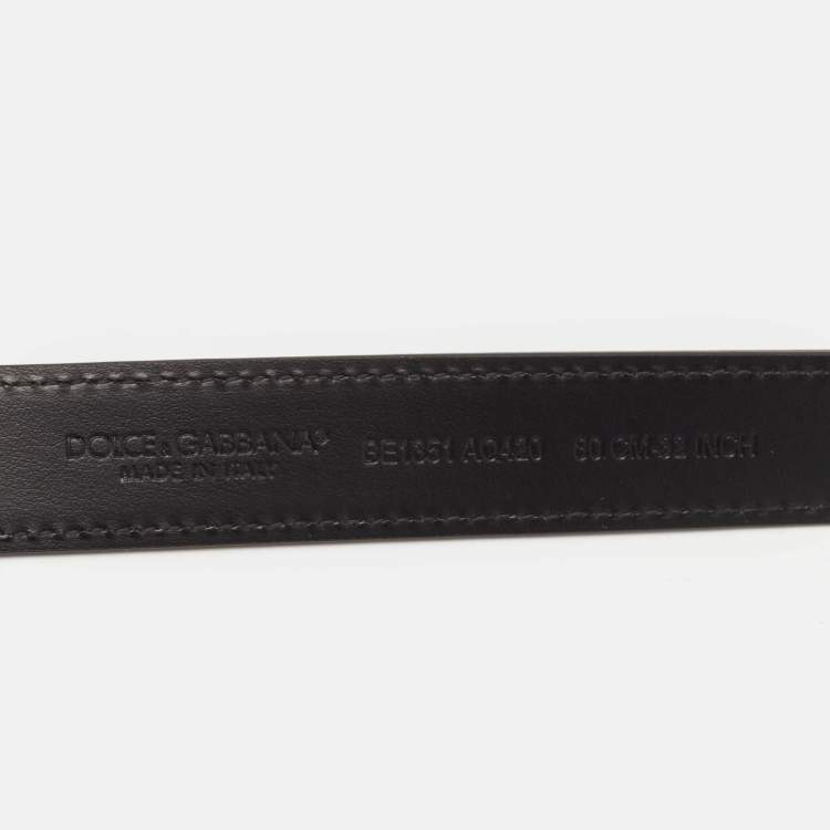 Pre Owned Dolce & Gabbana Black Leather Buckle Belt 80 CM