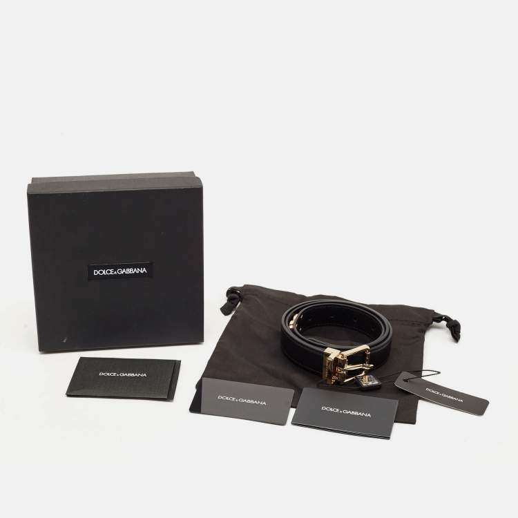 Pre Owned Dolce & Gabbana Black Leather Buckle Belt 80 CM