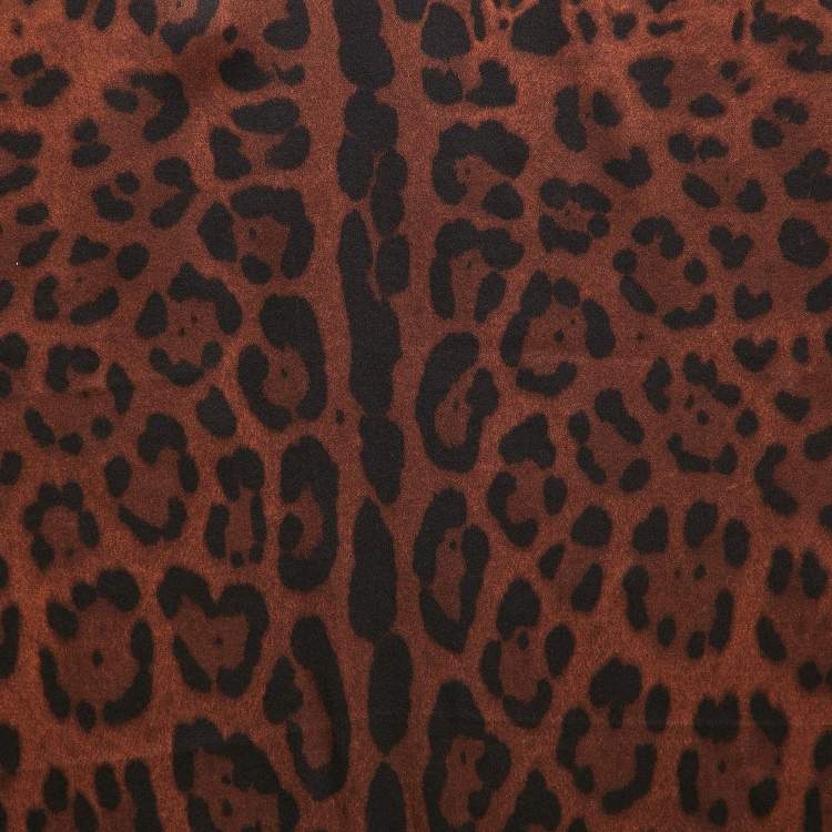مملوكة مسبقًا Dolce & Gabbana Brown Leopard Print Silk Satin Scarf