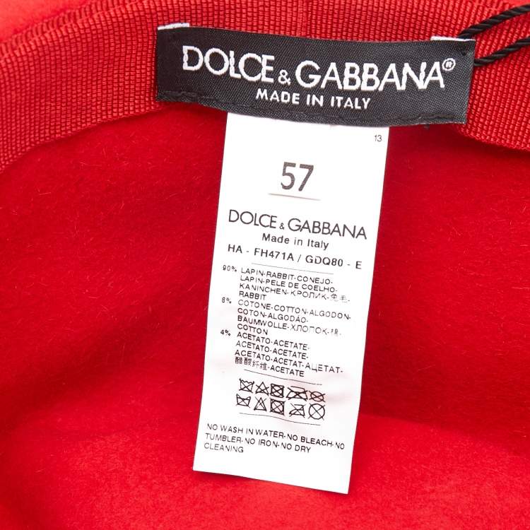 Pre Owned Dolce & Gabbana Red Rabbit Felt Fedora Hat 