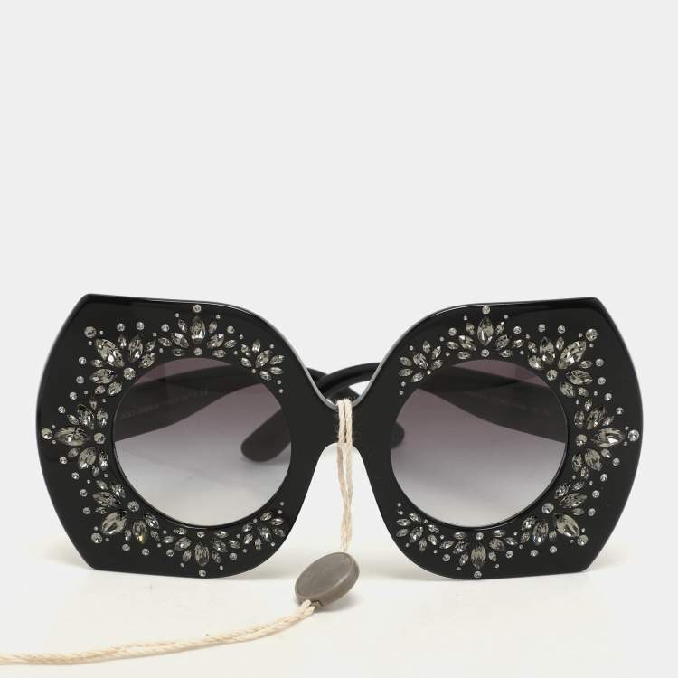 Pre Owned Dolce & Gabbana Black Acetate DG 4315B Crystal Sunglasses