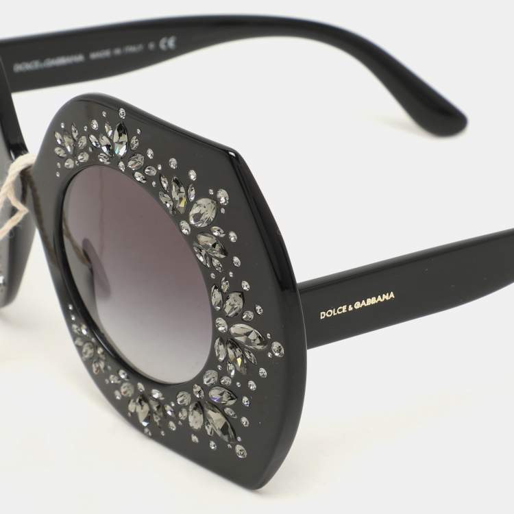 Pre Owned Dolce & Gabbana Black Acetate DG 4315B Crystal Sunglasses