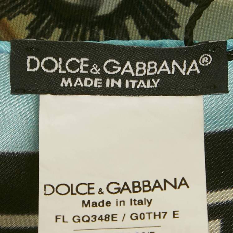 Pre Owned Dolce & Gabbana Blue Perfume Print Silk Square Scarf 