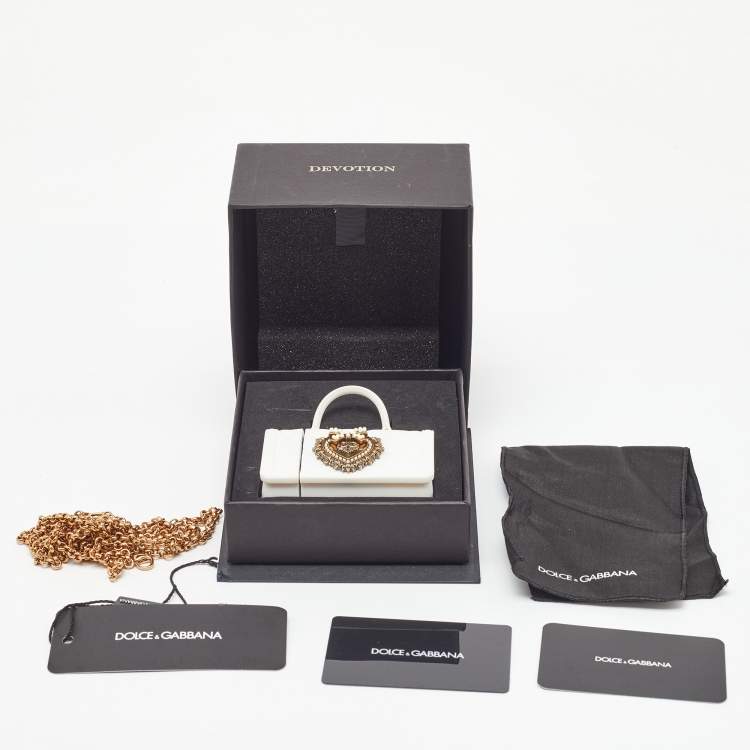 Pre Owned Dolce & Gabbana White Silicone Devotion Heart AirPods Case