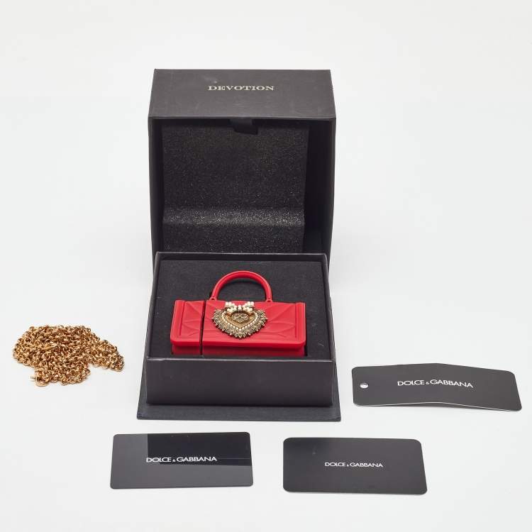 Pre Owned Dolce & Gabbana Red Silicone Devotion Heart AirPods Case