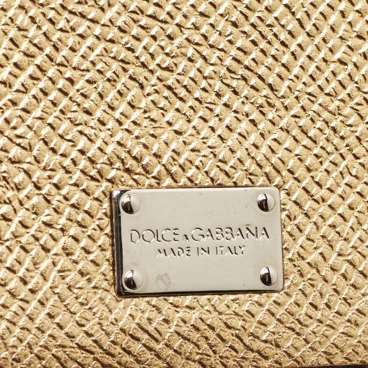 Pre Owned Dolce & Gabbana Gold Leather iPhone 7 Case 