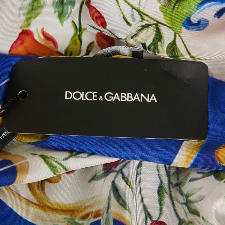 Pre Owned Dolce & Gabbana Multicolor Floral Print Silk Square Scarf 