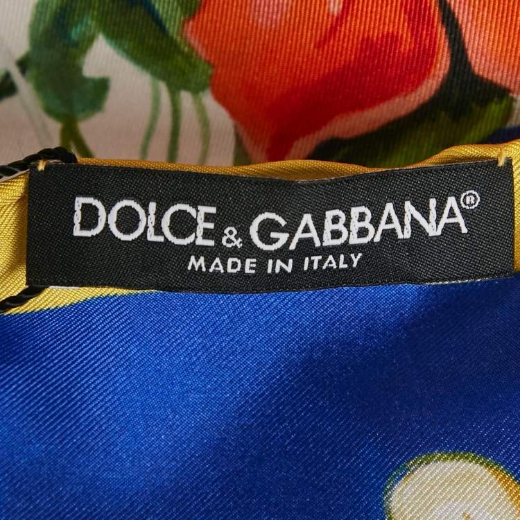 Pre Owned Dolce & Gabbana Multicolor Floral Print Silk Square Scarf 