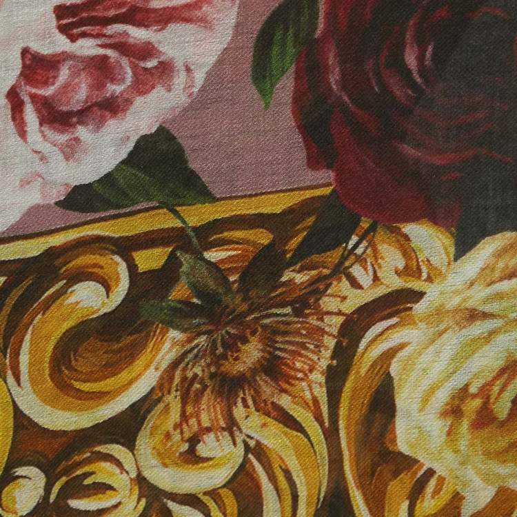 Pre Owned Dolce & Gabbana Multicolor Floral Printed Modal & Cashmere Scarf
