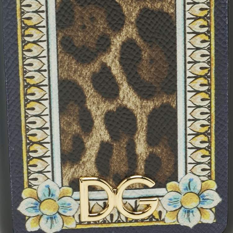 Pre Owned Dolce & Gabbana Multicolor Leopard and Floral Print Coated Canvas iPhone 7 Case