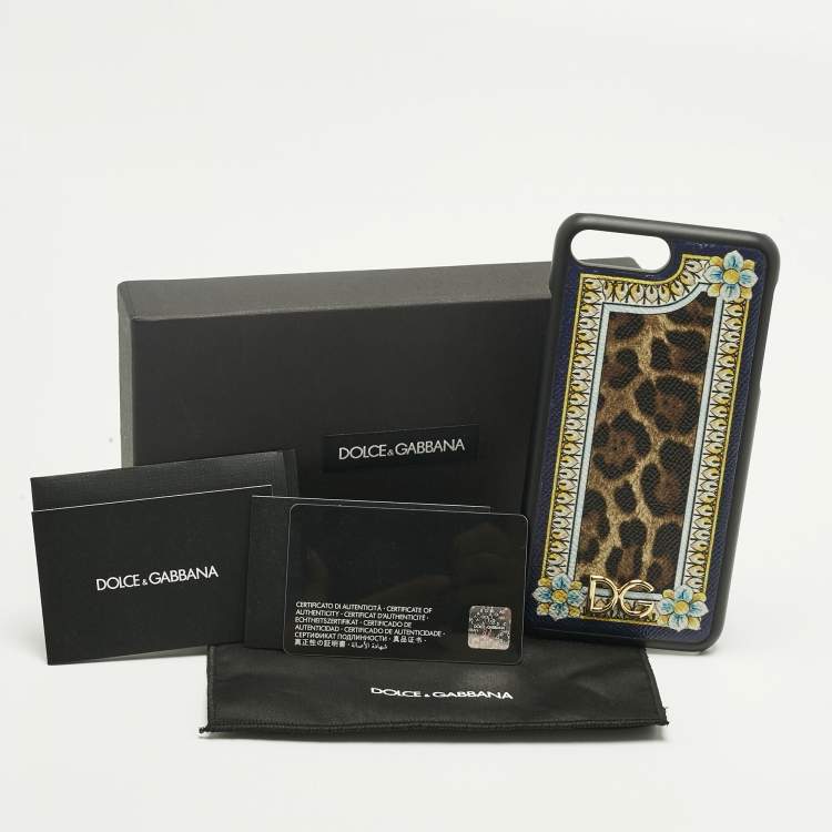 Pre Owned Dolce & Gabbana Multicolor Leopard and Floral Print Coated Canvas iPhone 7 Case