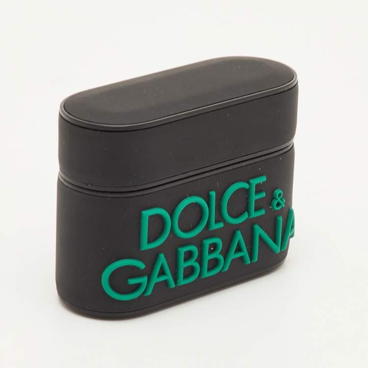 Pre Owned Dolce & Gabbana Logo Black/Green Rubber AirPods Pro Case