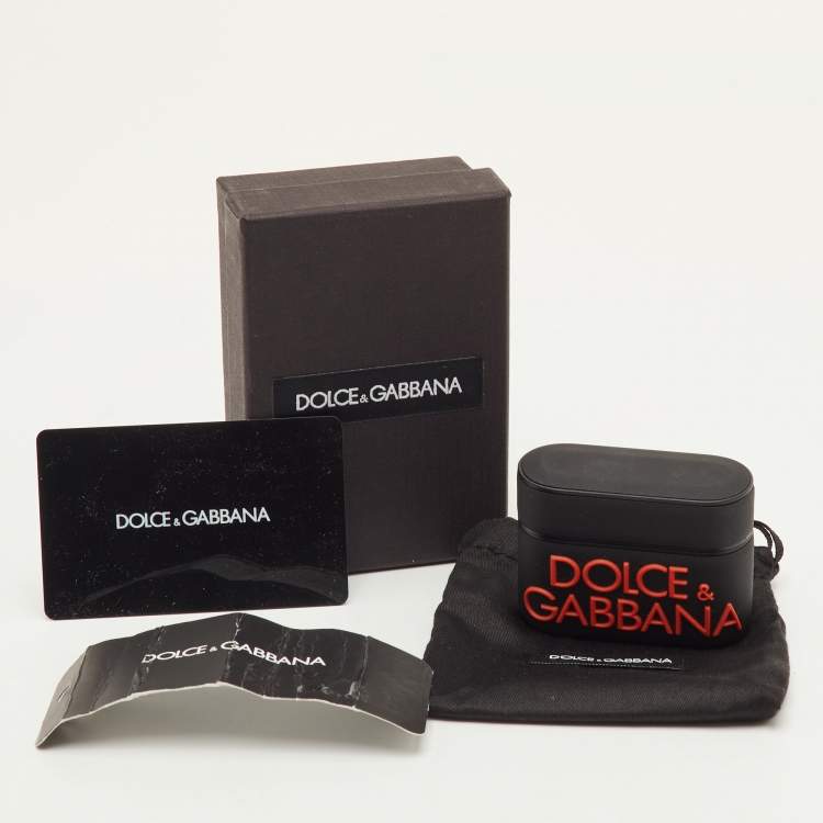Pre Owned Dolce & Gabbana Logo Black/Orange Rubber AirPods Pro Case