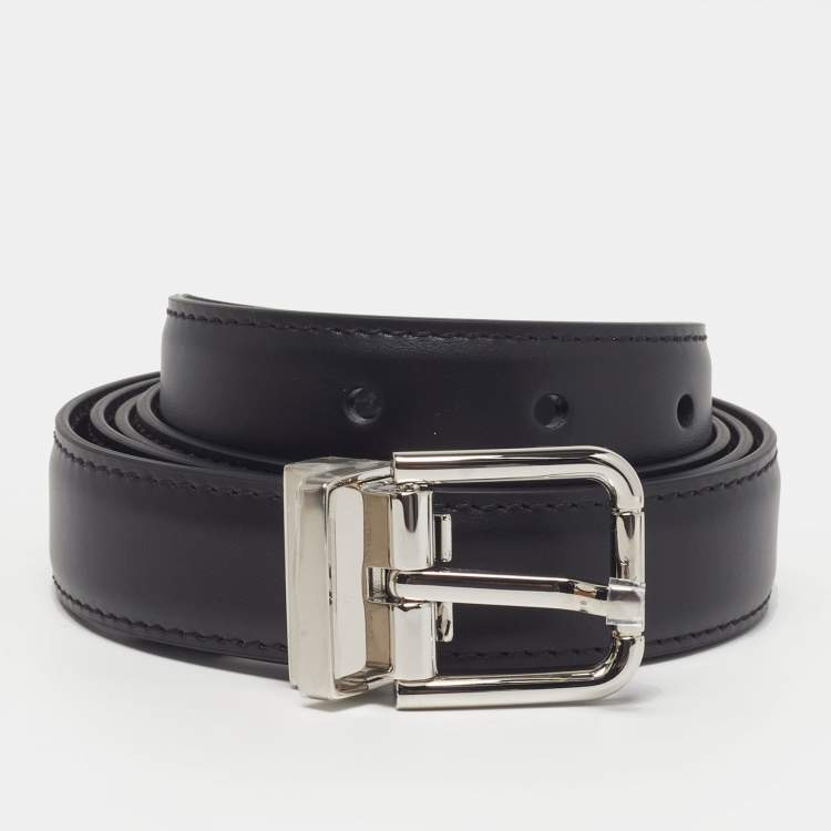 Pre Owned Dolce & Gabbana Cut to Size Buckle Belt Black Leather 