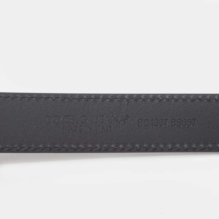 Pre Owned Dolce & Gabbana Cut to Size Buckle Belt Black Leather 