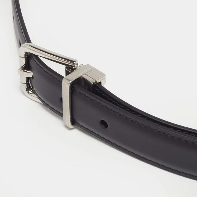 Pre Owned Dolce & Gabbana Cut to Size Buckle Belt Black Leather 