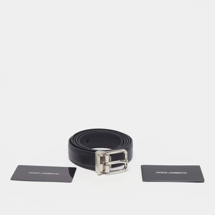 Pre Owned Dolce & Gabbana Cut to Size Buckle Belt Black Leather 