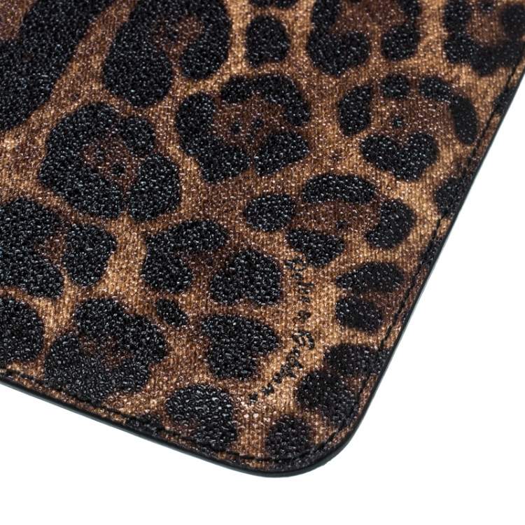 Pre Owned Dolce & Gabbana Brown Leopard Print Coated Canvas Ipad Case