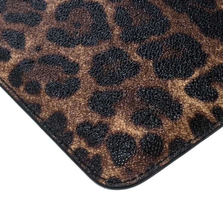 Pre Owned Dolce & Gabbana Brown Leopard Print Coated Canvas Ipad Case