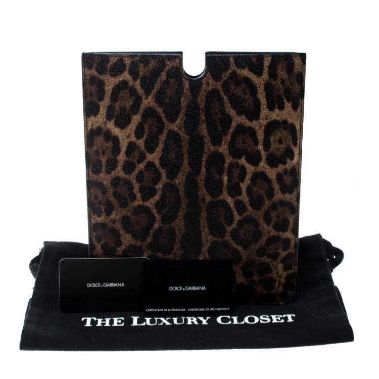 Pre Owned Dolce & Gabbana Brown Leopard Print Coated Canvas Ipad Case