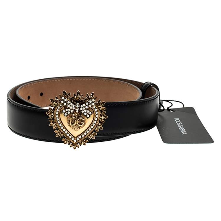 Dolce & Gabbana Black Leather Devotion Heart Buckle Belt 75cm Dolce &  Gabbana | TLC