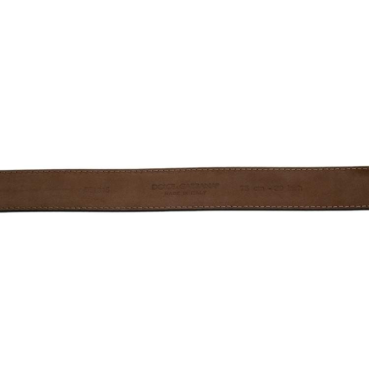 Pre Owned Dolce & Gabbana Black Leather Devotion Heart Buckle Belt 75cm