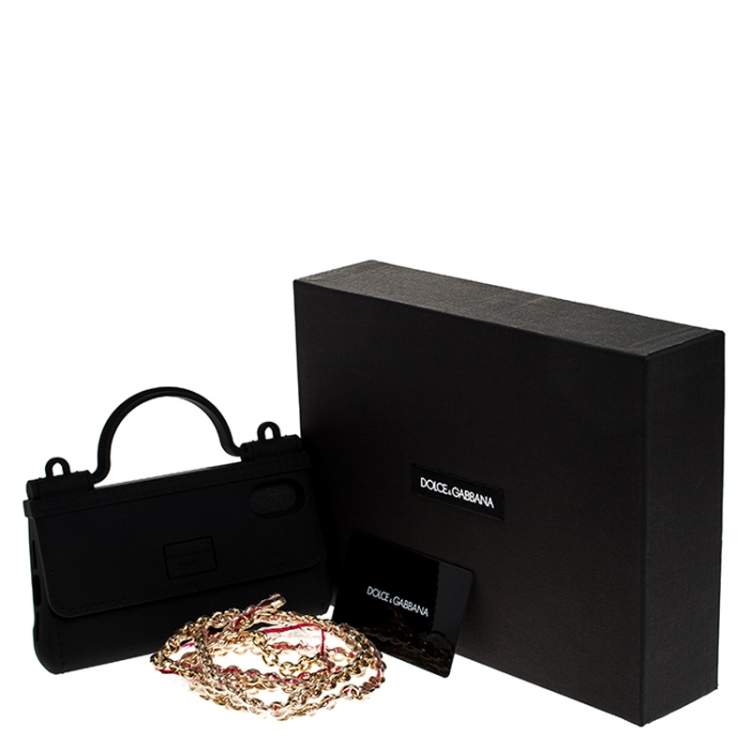 Pre Owned Dolce & Gabbana Black Rubber Sicily iPhone X - XS Chain Case