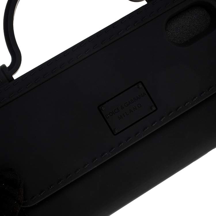 Pre Owned Dolce & Gabbana Black Rubber Sicily iPhone X - XS Chain Case