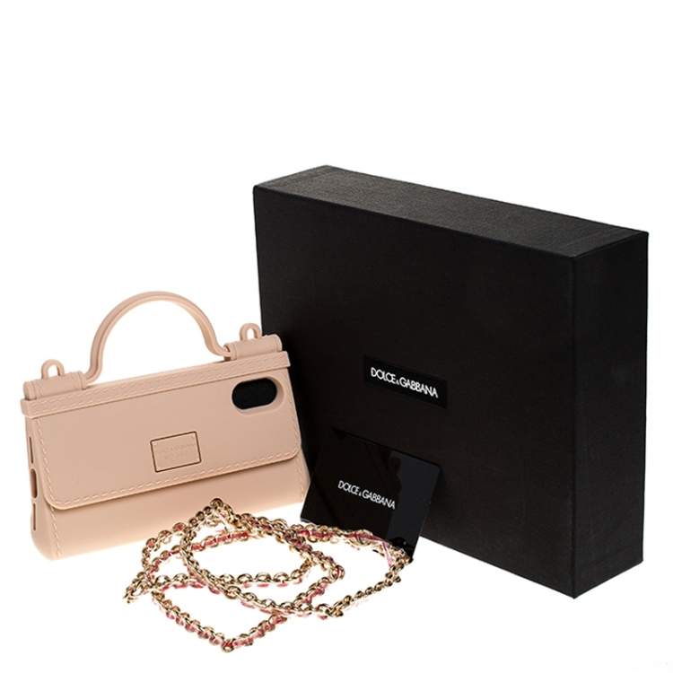 Pre Owned Dolce & Gabbana Peach Rubber Sicily iPhone X - XS Chain Case