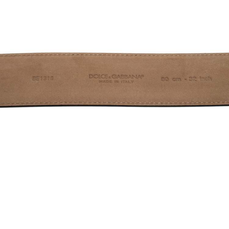 Pre Owned Dolce & Gabbana Black Leather Devotion Belt 80CM