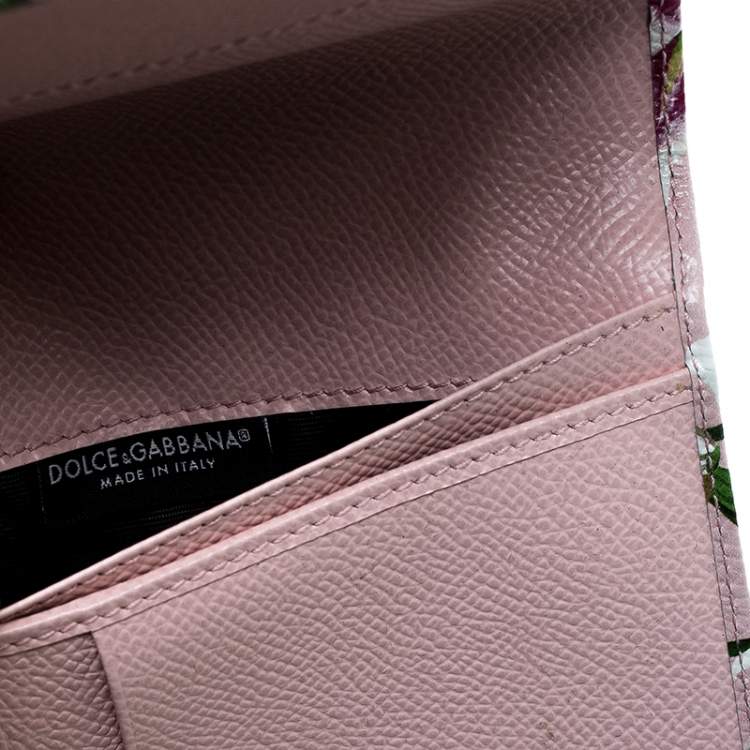 Pre Owned Dolce & Gabbana Multicolor Flower Print Leather Passport Holder