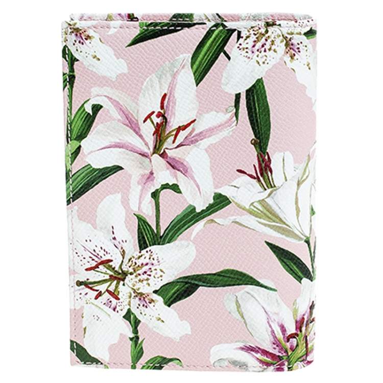 Pre Owned Dolce & Gabbana Multicolor Flower Print Leather Passport Holder