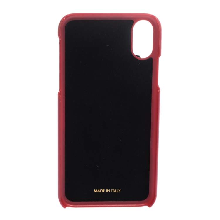 Pre Owned Dolce & Gabbana Red/Black Sherling Logo iPhone X Case