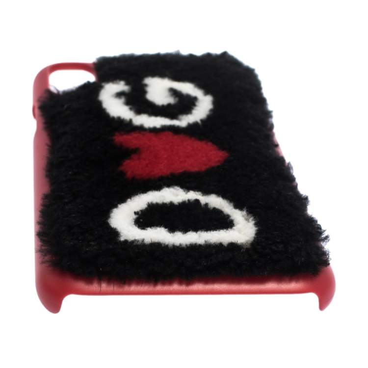 Pre Owned Dolce & Gabbana Red/Black Sherling Logo iPhone X Case