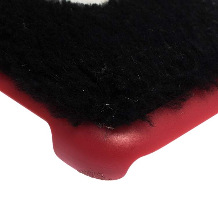 Pre Owned Dolce & Gabbana Red/Black Sherling Logo iPhone X Case