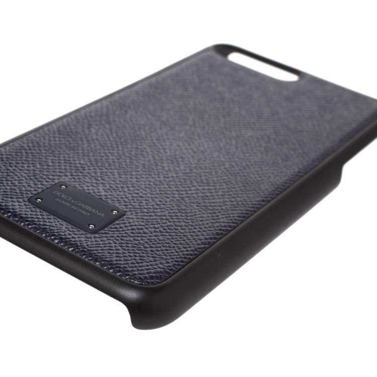 Pre Owned Dolce & Gabbana Navy Blue Leather iPhone 7/8 Plus Case